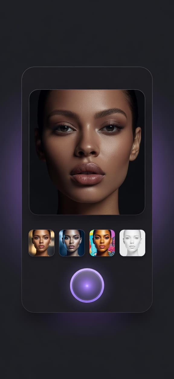 SelfAI – AI Photo Studio app preview showing selfie upload and AI headshot results